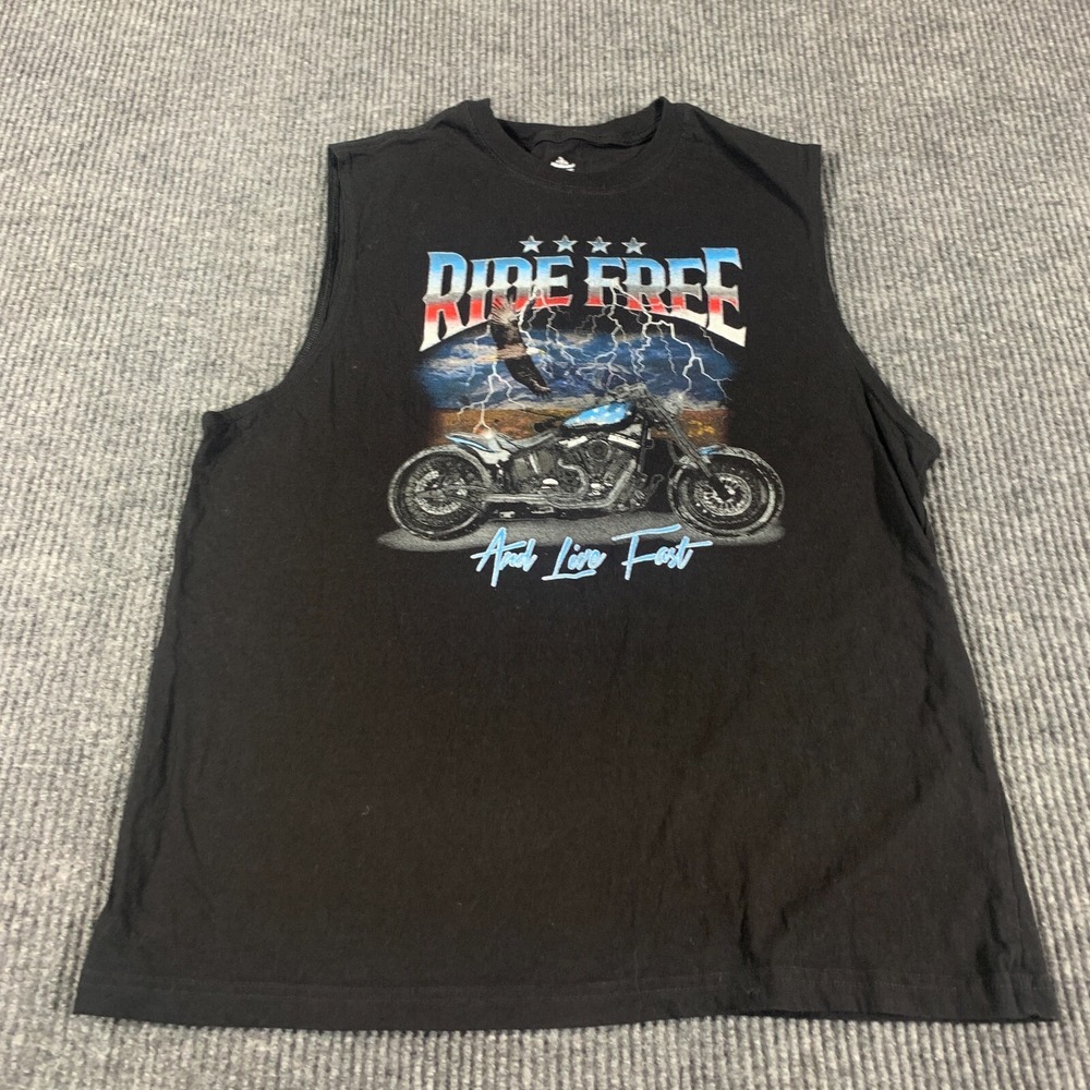 Celebrate‎ Patriotic T Shirt Men's L Black Motorcycle Biker Sleeveless Ride Free